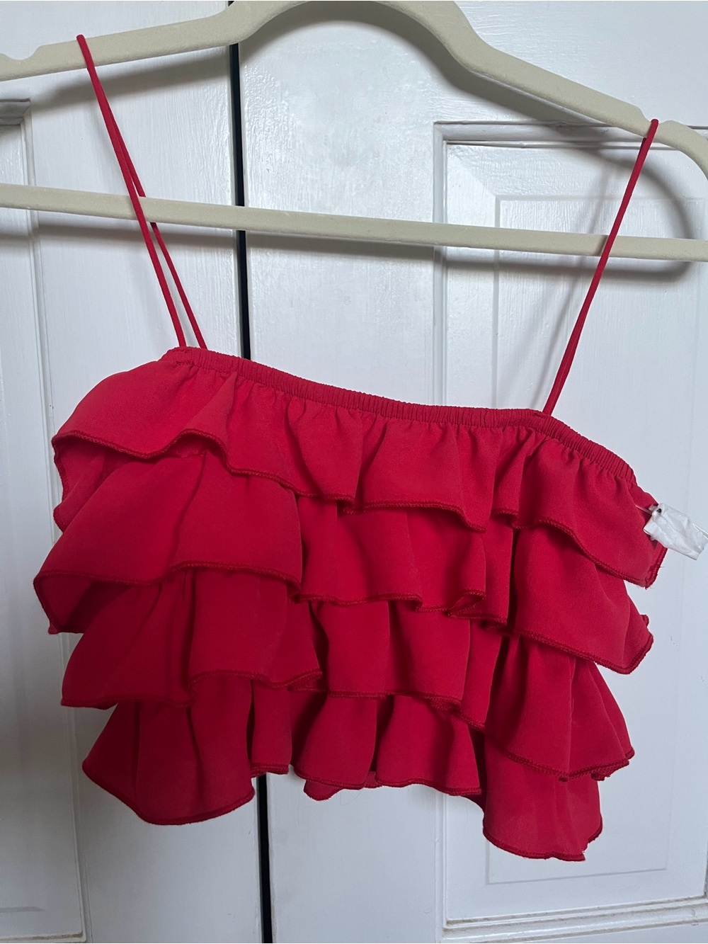 Red ruffle crop top with adjustable straps Never worn